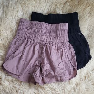 FP Movement by Free People High-Waisted Shorts - Black and Mauve